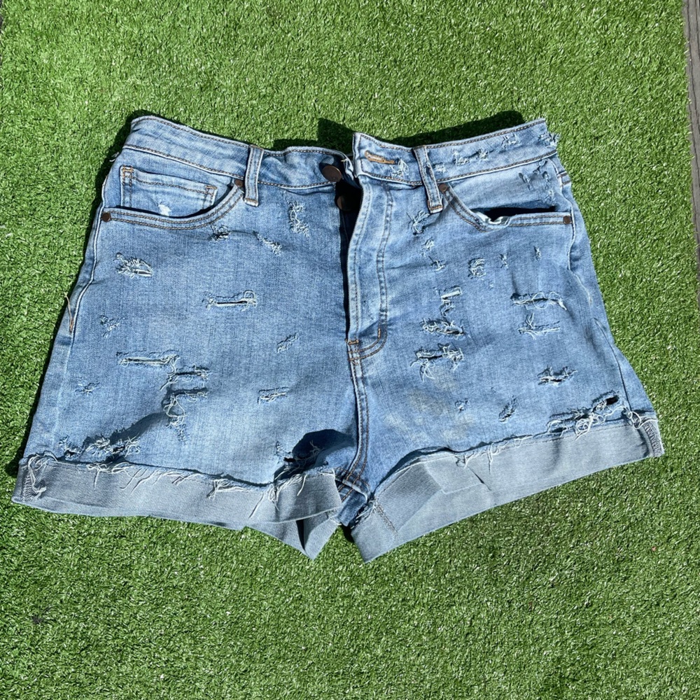 Distressed Denim Jean Shorts